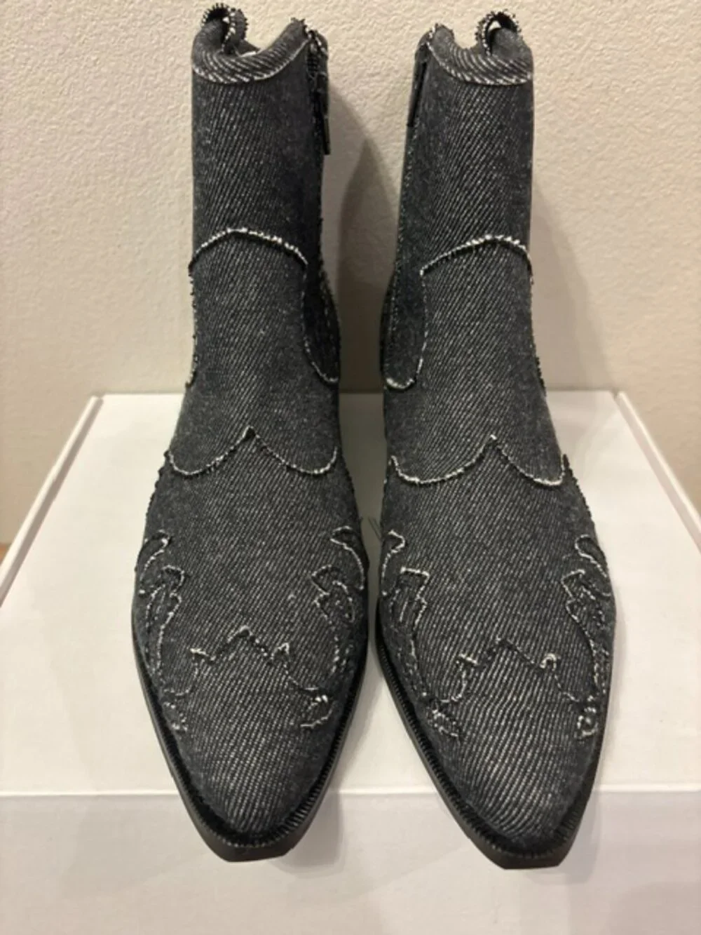NEW DWRS Label Black Denim Western Ankle Booties EU 37 or 38 Made in Portugal